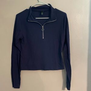 10 DOLLAR SALE ON EVERYTHING: Navy Cropped Long Sleeve Shirt